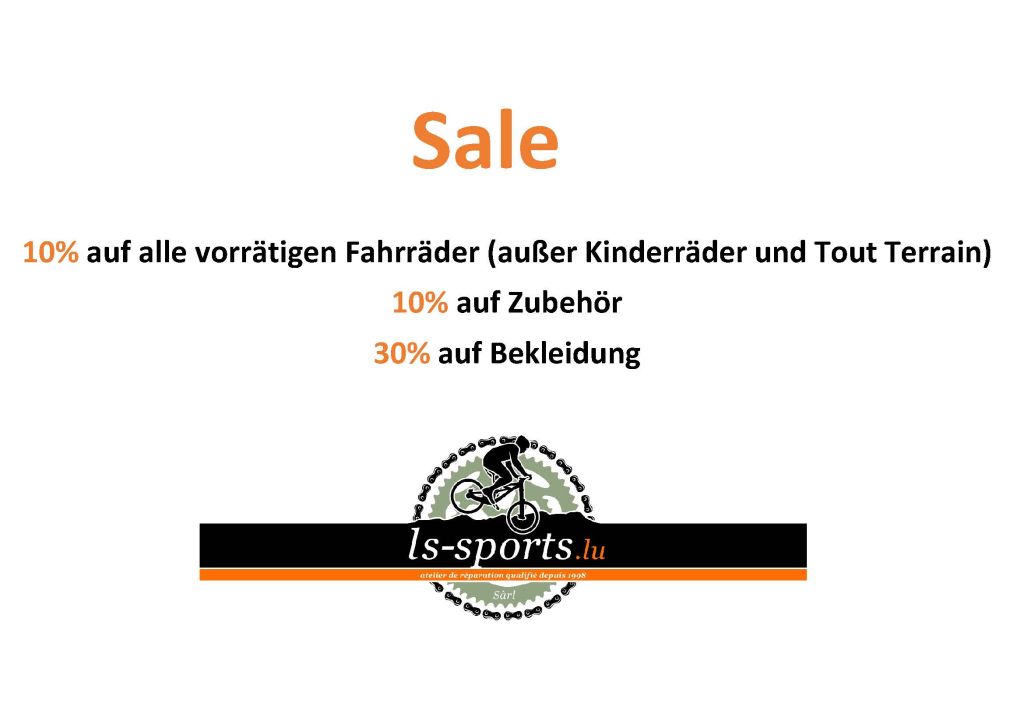 Schlussverkauf 2025 10% auf alle vorrätigen Fahrräder