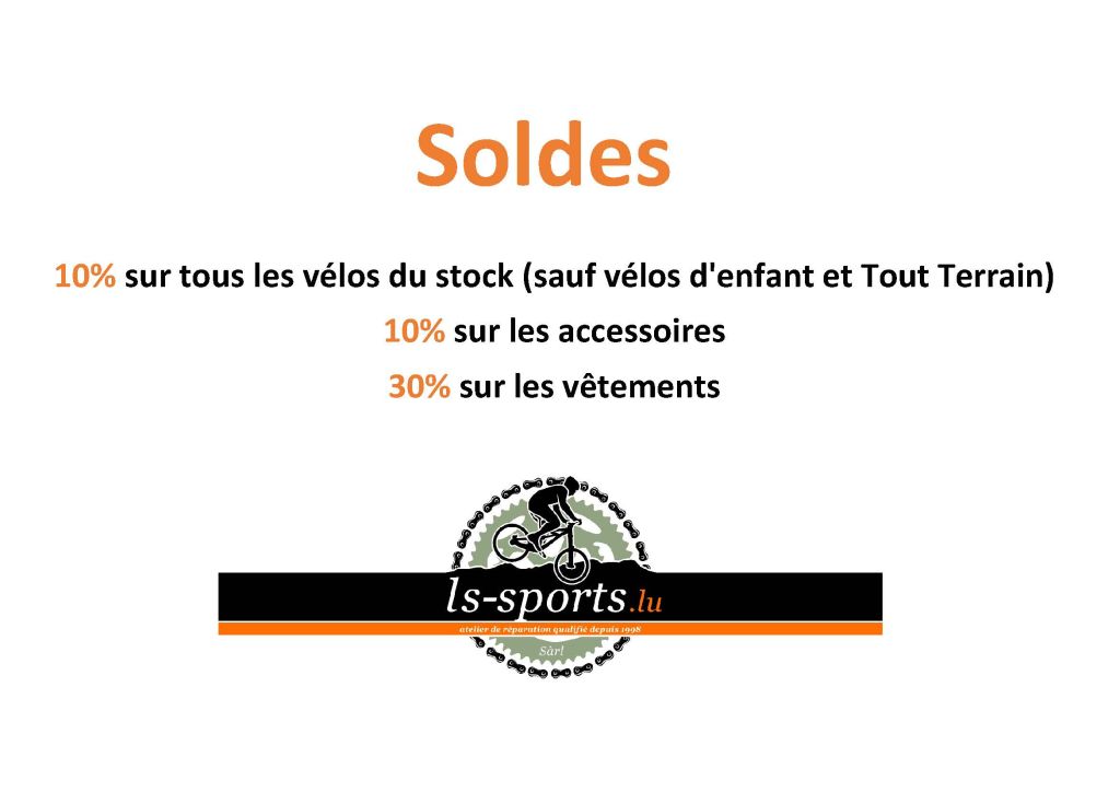 Soldes 2025 10% sur tous les vélos en stock